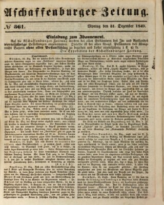 Aschaffenburger Zeitung Montag 31. Dezember 1849