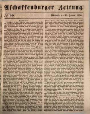 Aschaffenburger Zeitung Mittwoch 30. Januar 1850