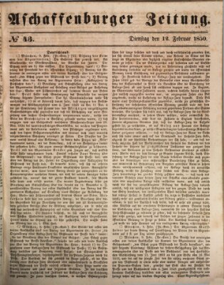 Aschaffenburger Zeitung Dienstag 12. Februar 1850