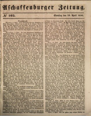 Aschaffenburger Zeitung Samstag 13. April 1850