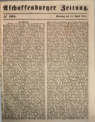 Aschaffenburger Zeitung Sonntag 14. April 1850