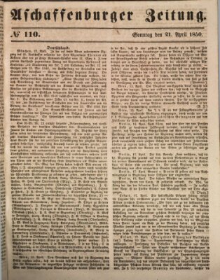 Aschaffenburger Zeitung Sonntag 21. April 1850