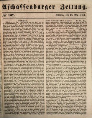 Aschaffenburger Zeitung Samstag 18. Mai 1850