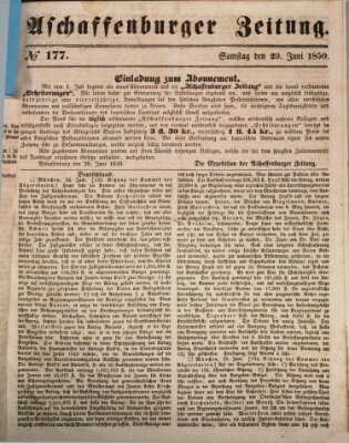 Aschaffenburger Zeitung Samstag 29. Juni 1850