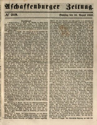 Aschaffenburger Zeitung Samstag 10. August 1850