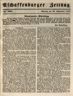 Aschaffenburger Zeitung Sonntag 22. September 1850