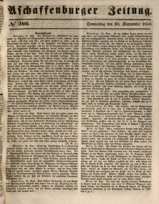 Aschaffenburger Zeitung Donnerstag 26. September 1850