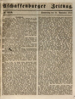 Aschaffenburger Zeitung Donnerstag 14. November 1850