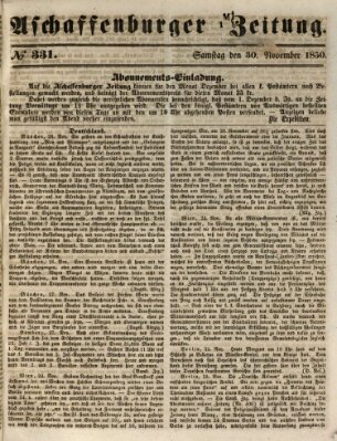 Aschaffenburger Zeitung Samstag 30. November 1850