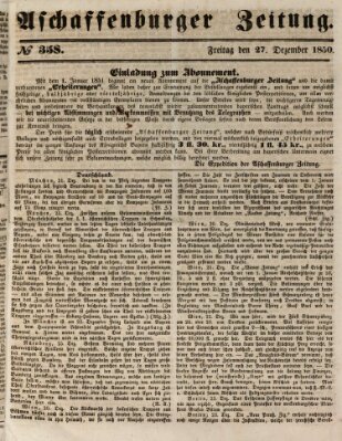 Aschaffenburger Zeitung Freitag 27. Dezember 1850