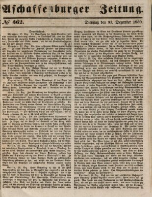 Aschaffenburger Zeitung Dienstag 31. Dezember 1850