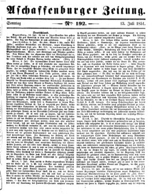 Aschaffenburger Zeitung Sonntag 13. Juli 1851