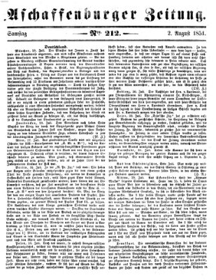 Aschaffenburger Zeitung Samstag 2. August 1851