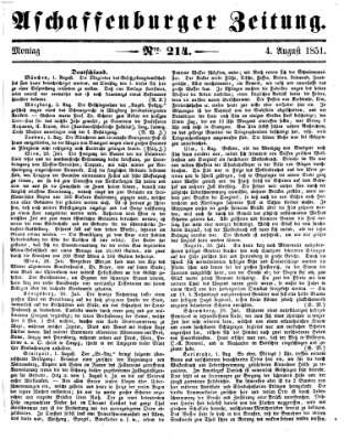 Aschaffenburger Zeitung Montag 4. August 1851