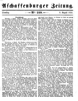 Aschaffenburger Zeitung Samstag 9. August 1851