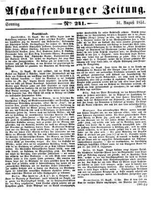 Aschaffenburger Zeitung Sonntag 31. August 1851