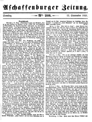 Aschaffenburger Zeitung Samstag 13. September 1851