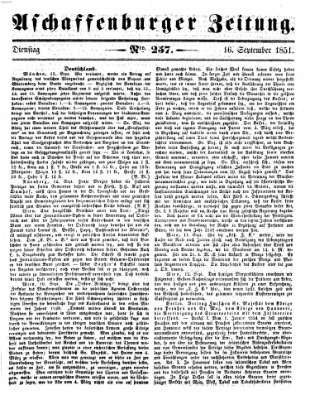 Aschaffenburger Zeitung Dienstag 16. September 1851