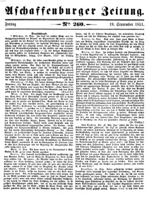 Aschaffenburger Zeitung Freitag 19. September 1851