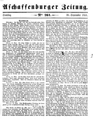 Aschaffenburger Zeitung Samstag 20. September 1851