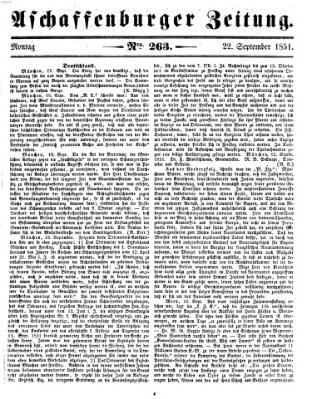 Aschaffenburger Zeitung Montag 22. September 1851