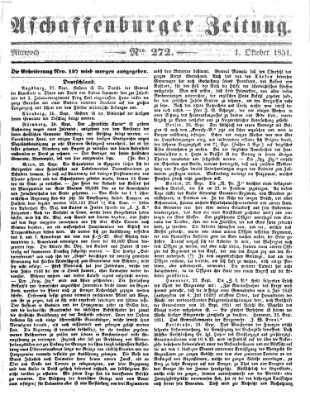 Aschaffenburger Zeitung Mittwoch 1. Oktober 1851