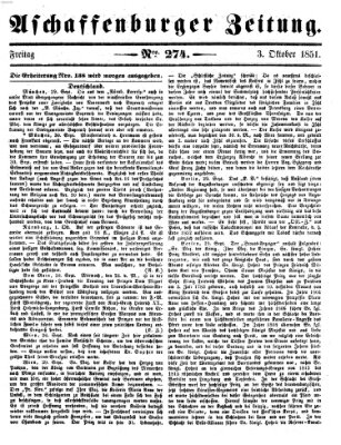 Aschaffenburger Zeitung Freitag 3. Oktober 1851