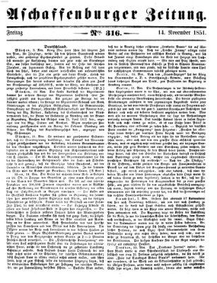 Aschaffenburger Zeitung Freitag 14. November 1851