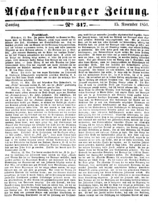 Aschaffenburger Zeitung Samstag 15. November 1851