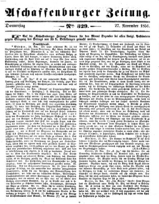 Aschaffenburger Zeitung Donnerstag 27. November 1851