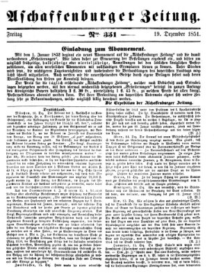 Aschaffenburger Zeitung Freitag 19. Dezember 1851