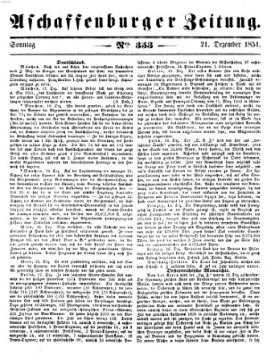 Aschaffenburger Zeitung Sonntag 21. Dezember 1851