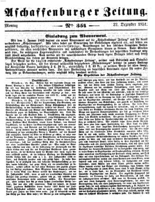Aschaffenburger Zeitung Montag 22. Dezember 1851