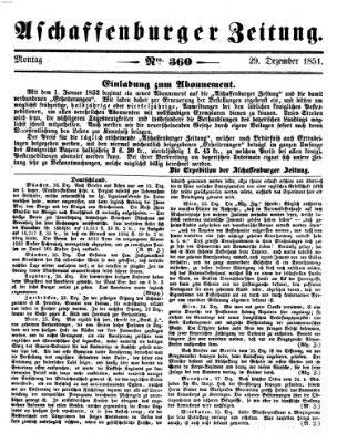 Aschaffenburger Zeitung Montag 29. Dezember 1851