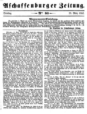 Aschaffenburger Zeitung Dienstag 23. März 1852