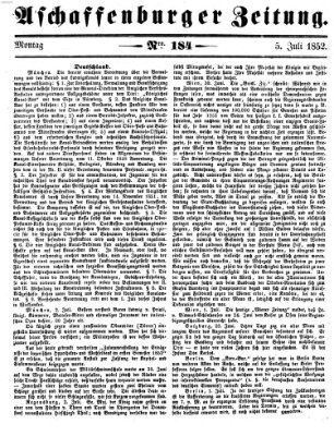 Aschaffenburger Zeitung Montag 5. Juli 1852