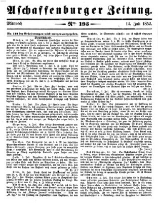 Aschaffenburger Zeitung Mittwoch 14. Juli 1852