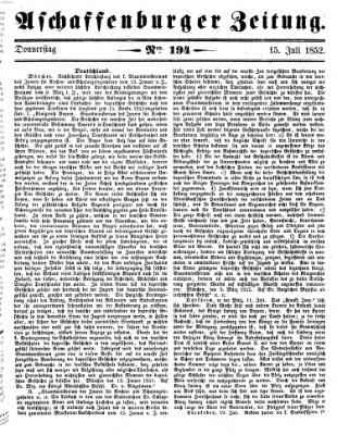 Aschaffenburger Zeitung Donnerstag 15. Juli 1852