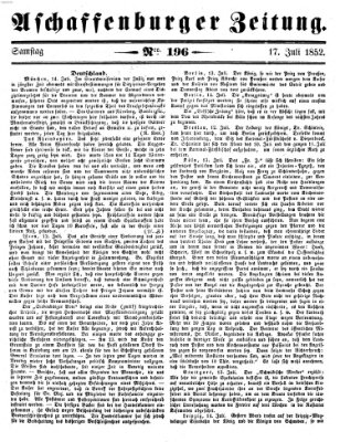 Aschaffenburger Zeitung Samstag 17. Juli 1852