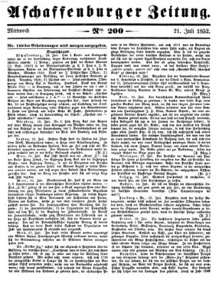 Aschaffenburger Zeitung Mittwoch 21. Juli 1852