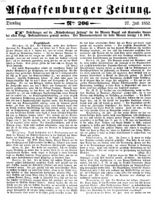 Aschaffenburger Zeitung Dienstag 27. Juli 1852