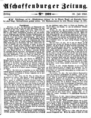 Aschaffenburger Zeitung Freitag 30. Juli 1852