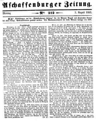 Aschaffenburger Zeitung Montag 2. August 1852