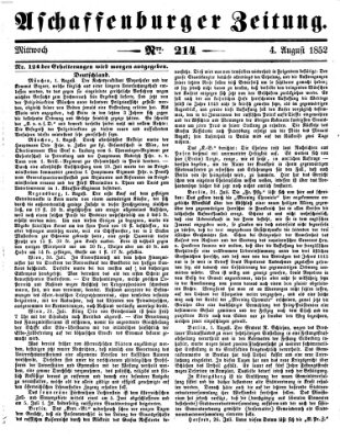 Aschaffenburger Zeitung Mittwoch 4. August 1852