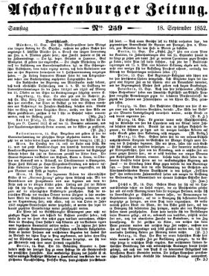 Aschaffenburger Zeitung Samstag 18. September 1852