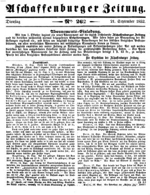 Aschaffenburger Zeitung Dienstag 21. September 1852