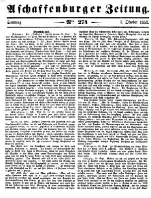 Aschaffenburger Zeitung Sonntag 3. Oktober 1852