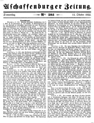 Aschaffenburger Zeitung Donnerstag 14. Oktober 1852