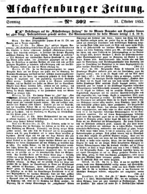 Aschaffenburger Zeitung Sonntag 31. Oktober 1852