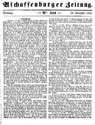 Aschaffenburger Zeitung Dienstag 30. November 1852